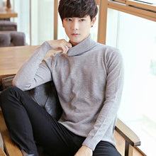 Load image into Gallery viewer, Black Turtleneck Men Knitted Sweater Classic Solid Color Casual Elasticity Pullover Men Sweaters Turtle Neck Long Sleeve